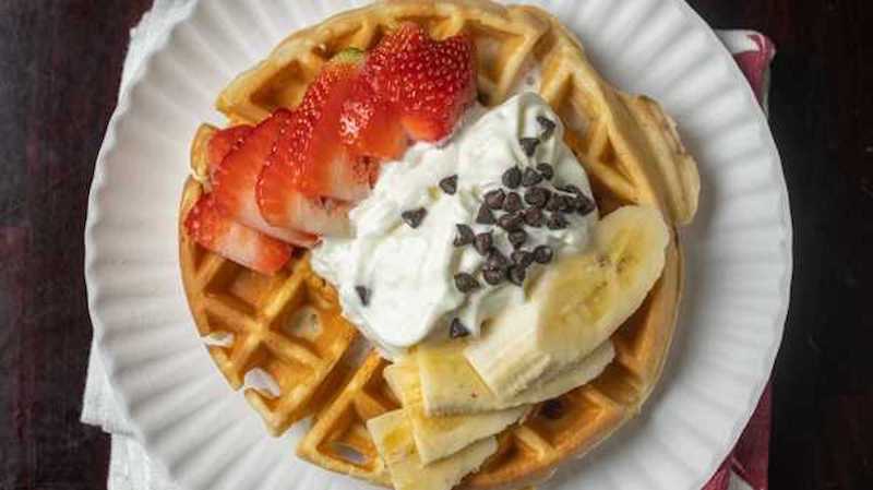 Bagel Chef - Belgian Waffle With Strawberry banana and ice cream